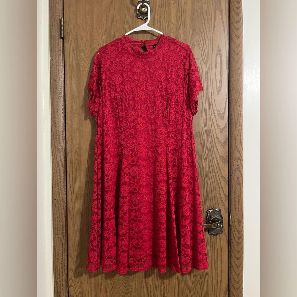 Torrid Vibrant Red Lace Mock Neck Dress